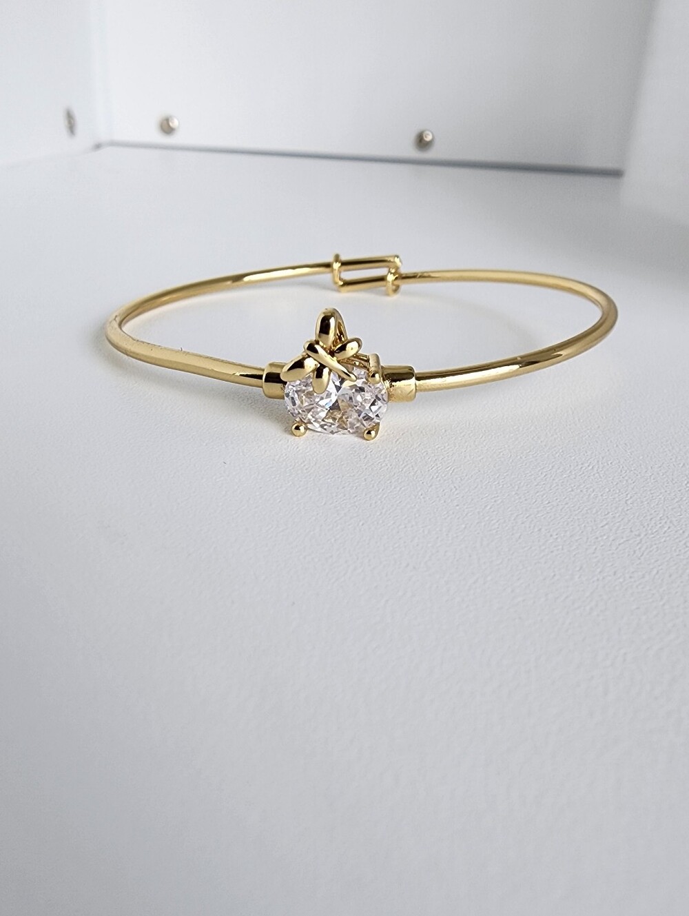 Gold Plated Butterfly CZ Bangle Bracelet Girls Kids 40mm Gift Jewelry - Picture 1 of 7